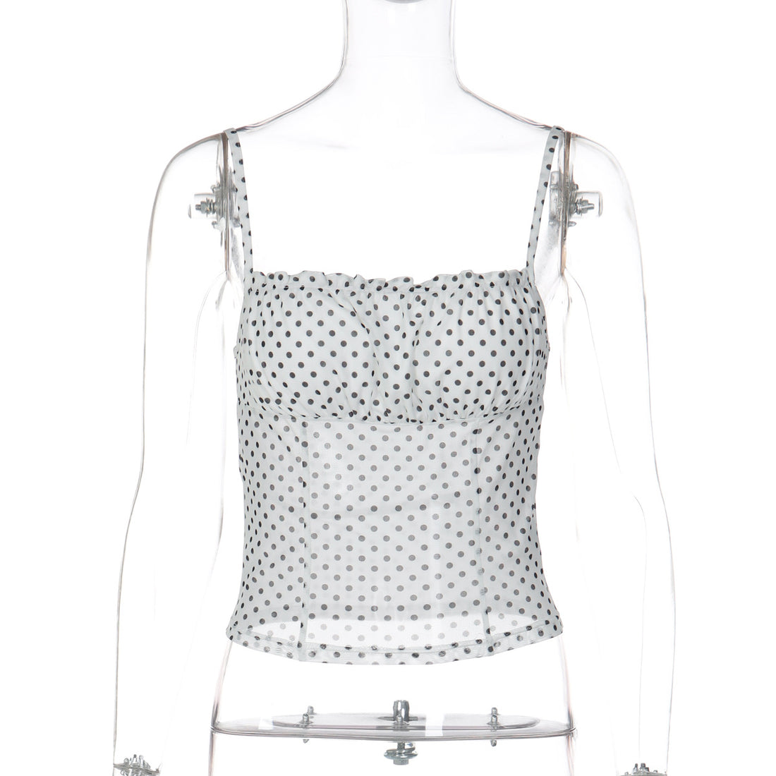 Damen Polka Dot Crop Top mit verstellbaren Trägern – Orélia