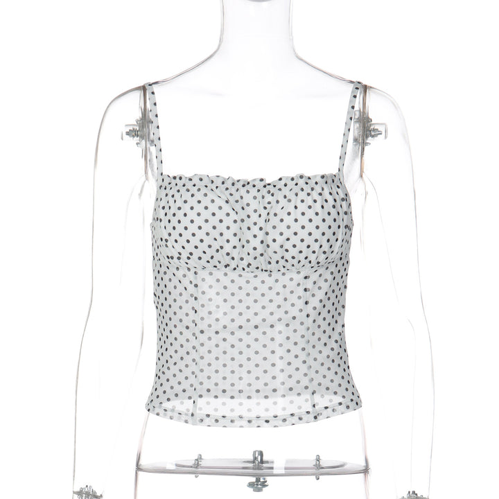 Damen Polka Dot Crop Top mit verstellbaren Trägern Echo Archiv