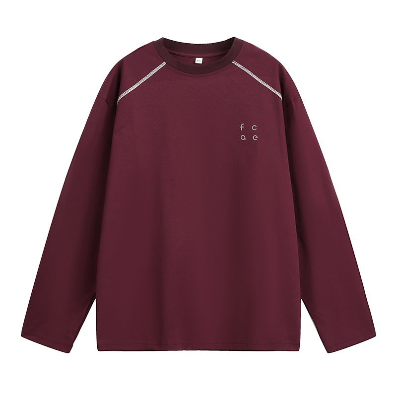 Unisex Oversize Langarmshirt aus Baumwollmix mit Raglannähten und minimalistischer Bruststickerei Echo Archiv