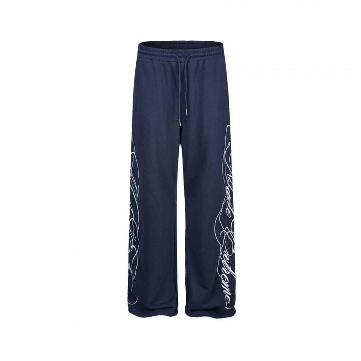 Damen Weite Jersey-Hose mit Kordelzug, seitlichem Line-Art Print und Relaxed-Fit Echo Archiv