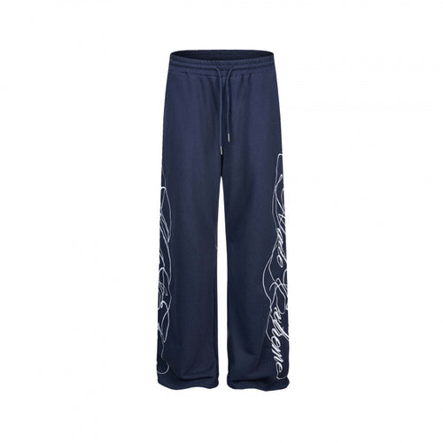 Damen Weite Jersey-Hose mit Kordelzug, seitlichem Line-Art Print und Relaxed-Fit Echo Archiv