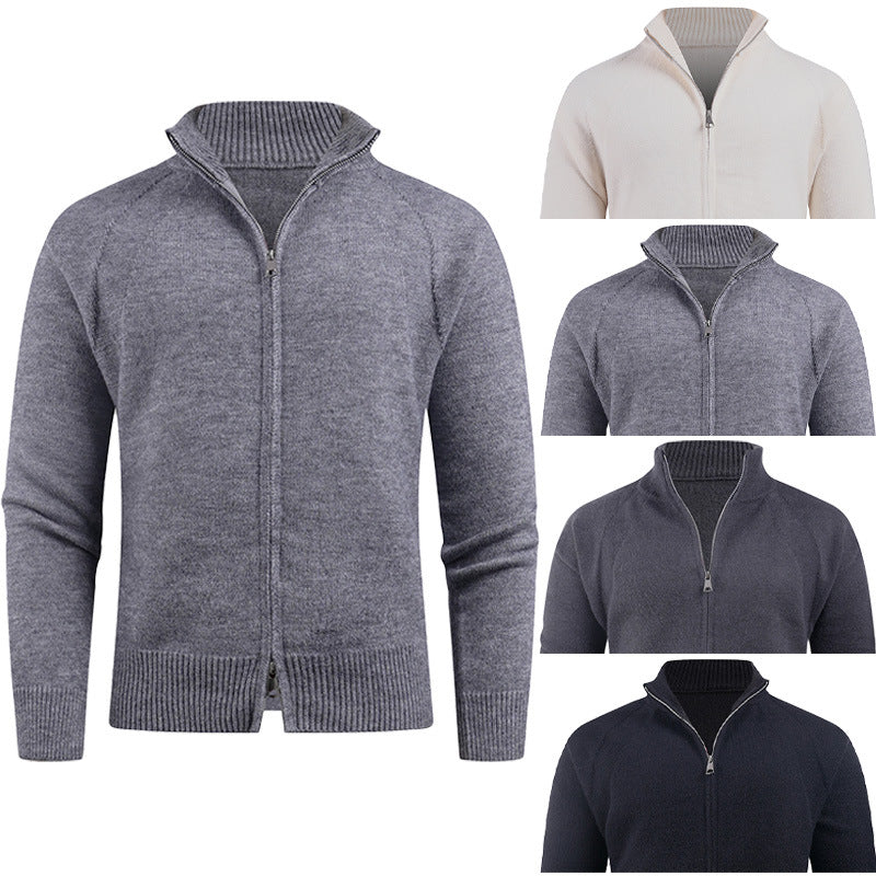 Herren hochwertige Strickjacke mit modernem Reißverschluss und hochgezogenem Kragen Echoarchiv