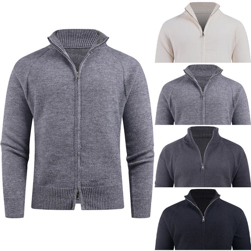 Herren hochwertige Strickjacke mit modernem Reißverschluss und hochgezogenem Kragen Echoarchiv
