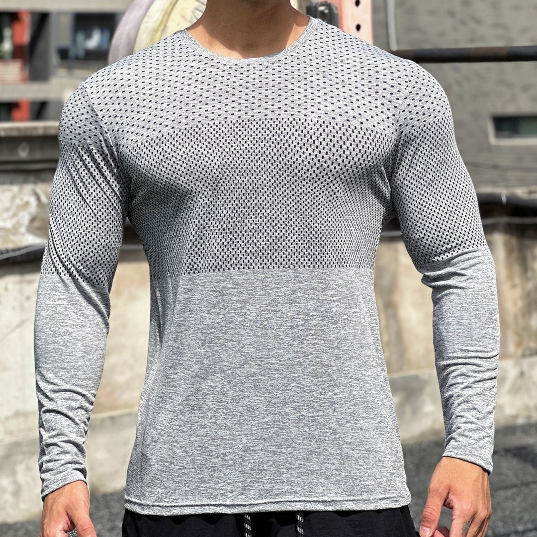 Herren Langarm-Trainingsshirt mit atmungsaktivem Netzdesign und feuchtigkeitstransportierender Technologie Echoarchiv