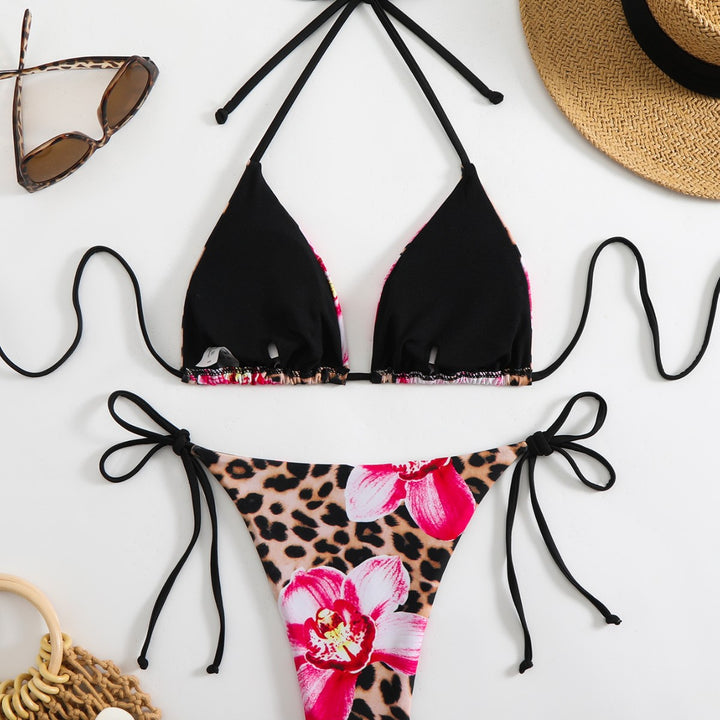 Damen Triangel-Bikini mit floralem und animalischem Druck Echo Archiv