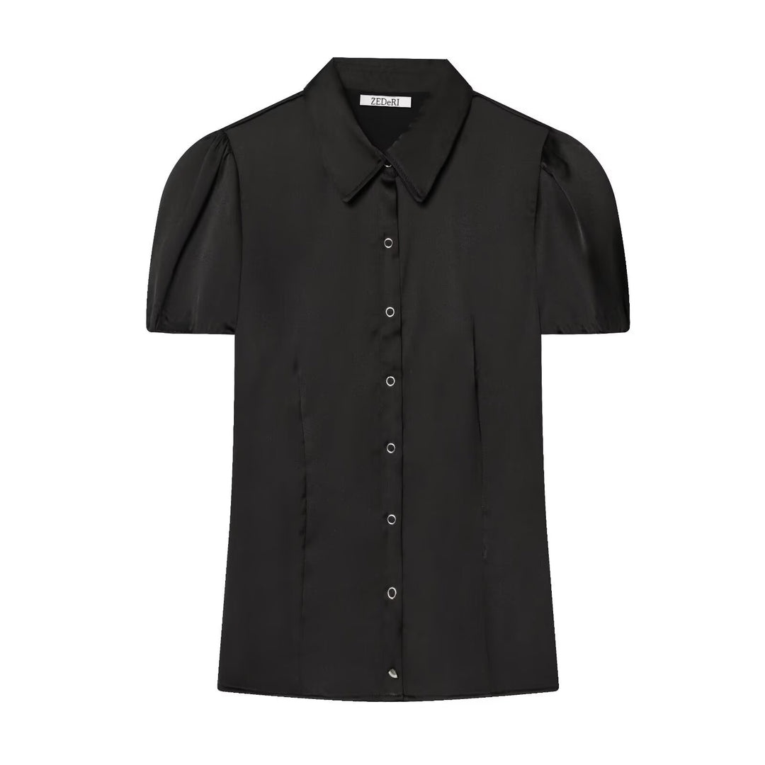 Damenbluse mit kurzen Puffärmeln und eleganter Knopfleiste Echo Archiv
