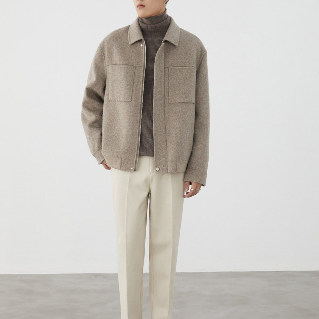 Herren Kurzjacke aus Wollmix mit Kastenform, Brusttaschen und verdecktem Reißverschluss Echoarchiv