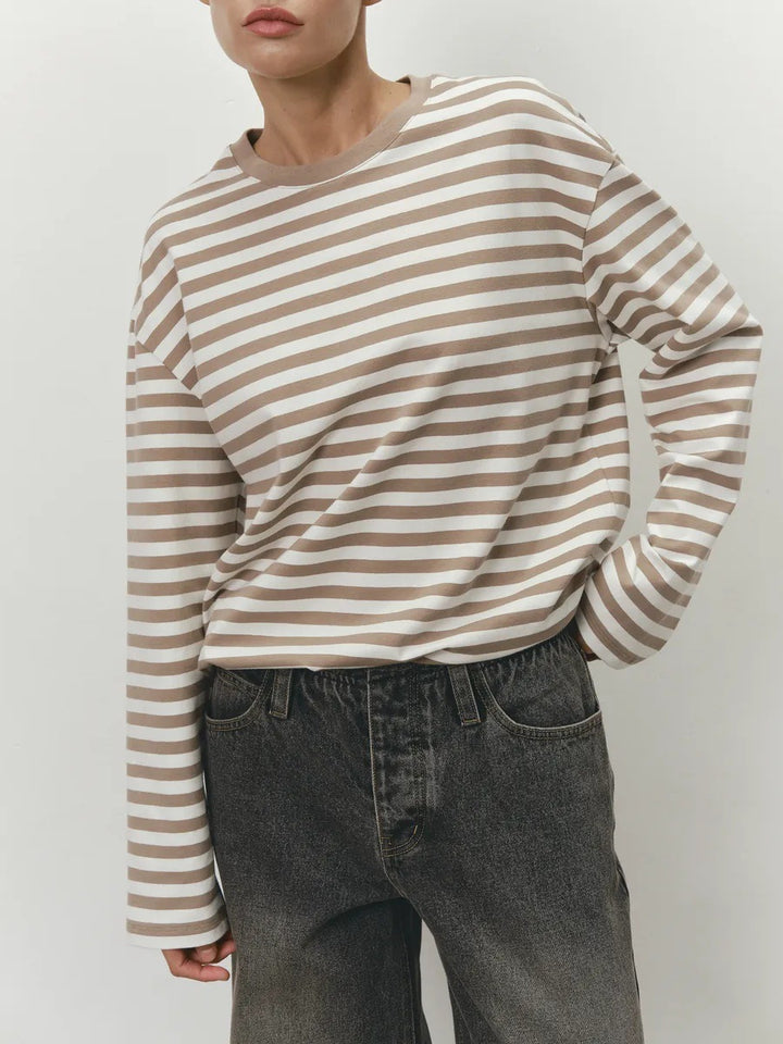 Damen Lässiges gestreiftes Langarmshirt Echo Archiv