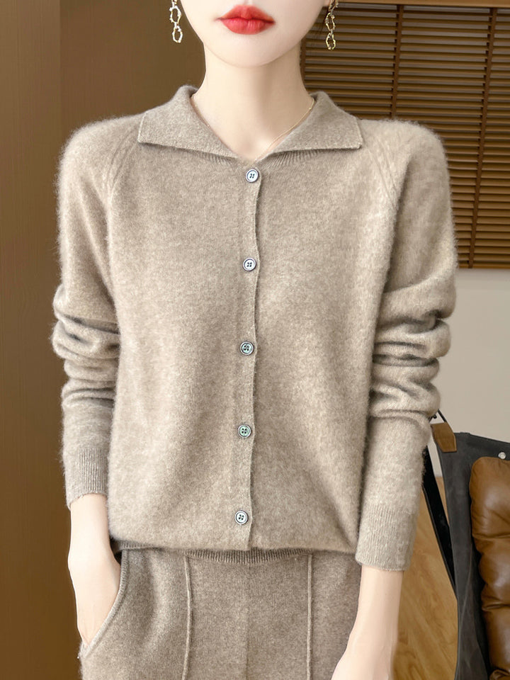 Damen Kuscheliger Reverskragen-Cardigan im Kaschmir-Look mit Mohair-Effekt Echoarchiv