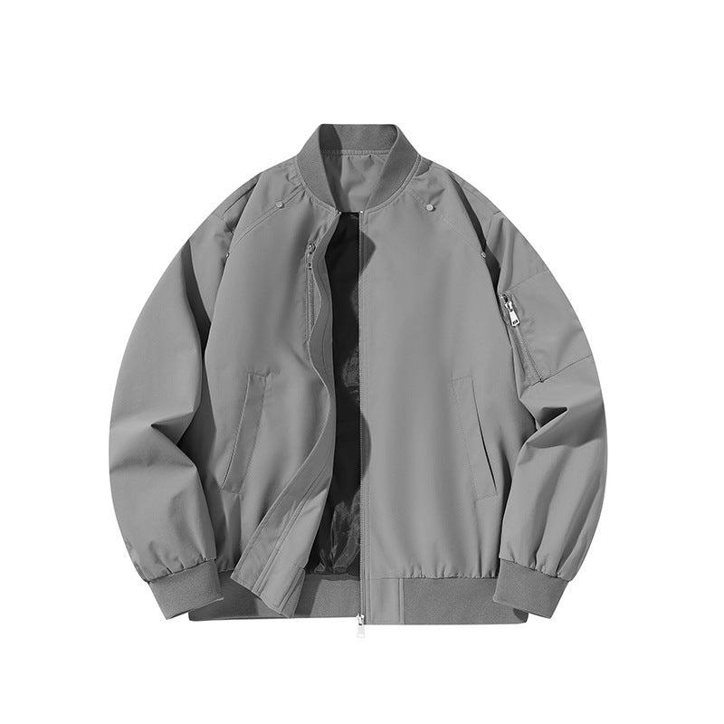 Men's minimalist matte-shell relaxed-fit flight bomber jacket with sleeve utility zip pocket – Brevano