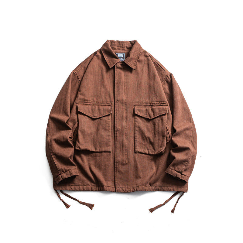 Herren Boxy-Utility-Blousonjacke aus Canvas mit aufgesetzten Pattentaschen und Kordelzugsaum Echoarchiv