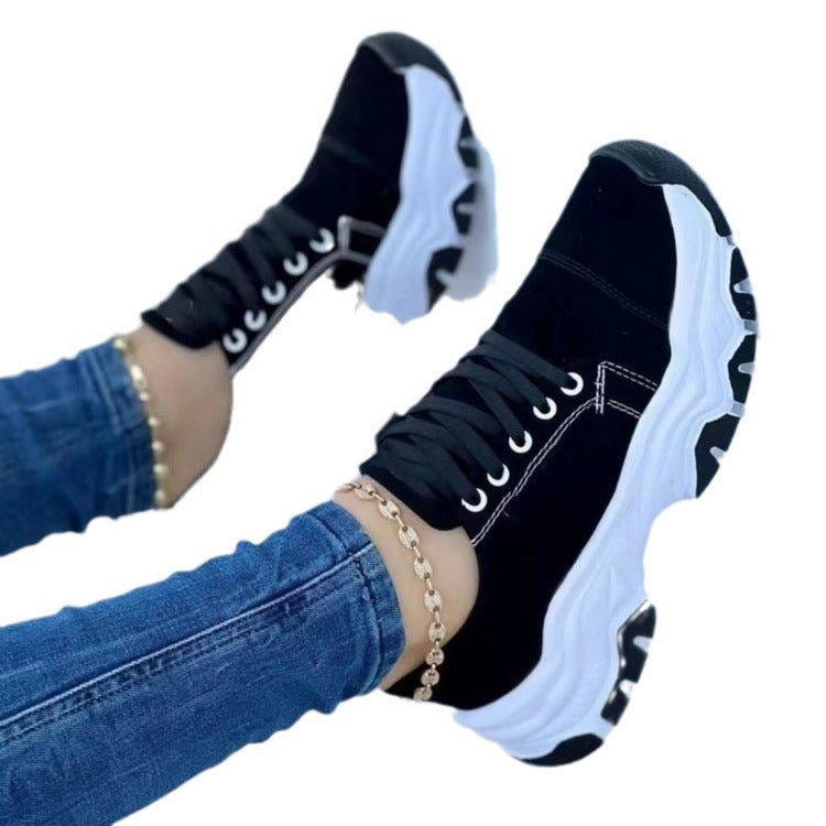 Damen Plateau-Sneaker mit markanter Profilsohle und Kontrastnähten Echoarchiv