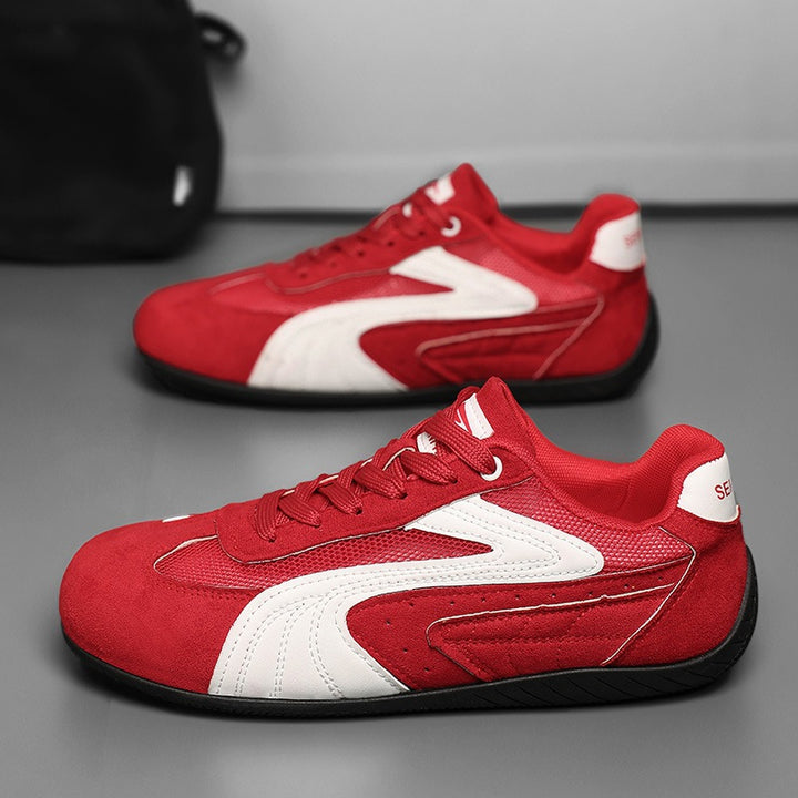 Damen retro-angehauchte Veloursleder-Sneaker mit atmungsaktivem Mesh-Einsatz und rutschfester Gummilaufsohle Echo Archiv