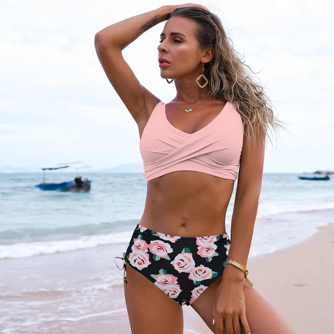 Damen Tankini-Set mit floralem Unterteil und lässigem Wickeloberteil Echo Archiv