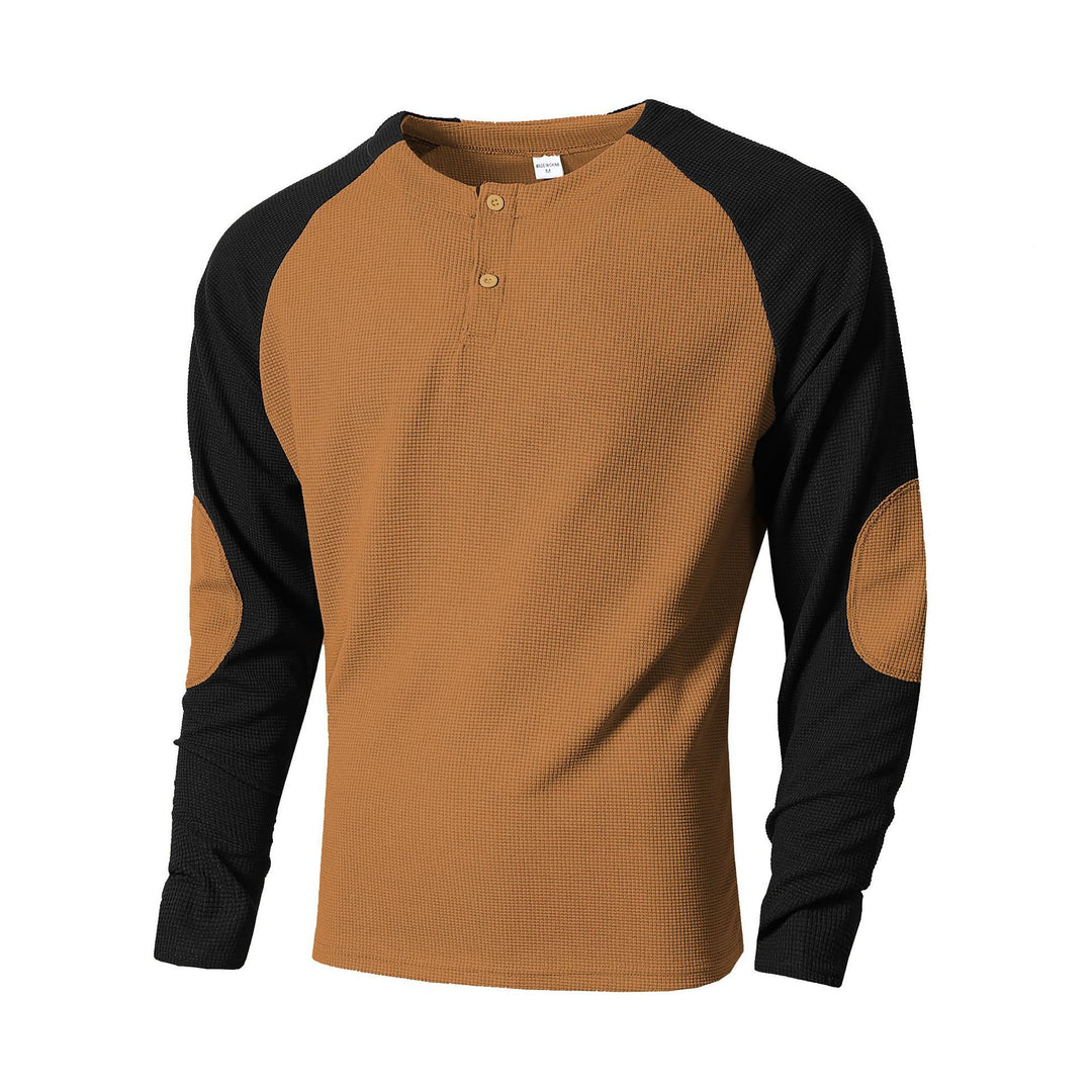 Herren Langarmshirt mit modischem Henley-Ausschnitt und strukturierten Ärmeln Echoarchiv
