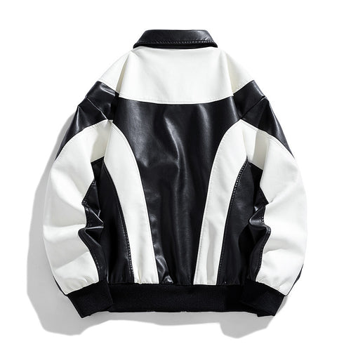 Herren modische und sportliche Kunstlederjacke mit kontrastierenden Details Echoarchiv