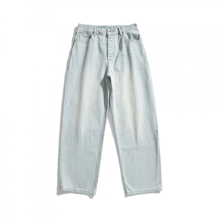 Damen Locker geschnittene Straight‑Leg Denimhose mit hoher Taille und soften Stonewash-Details Echo Archiv
