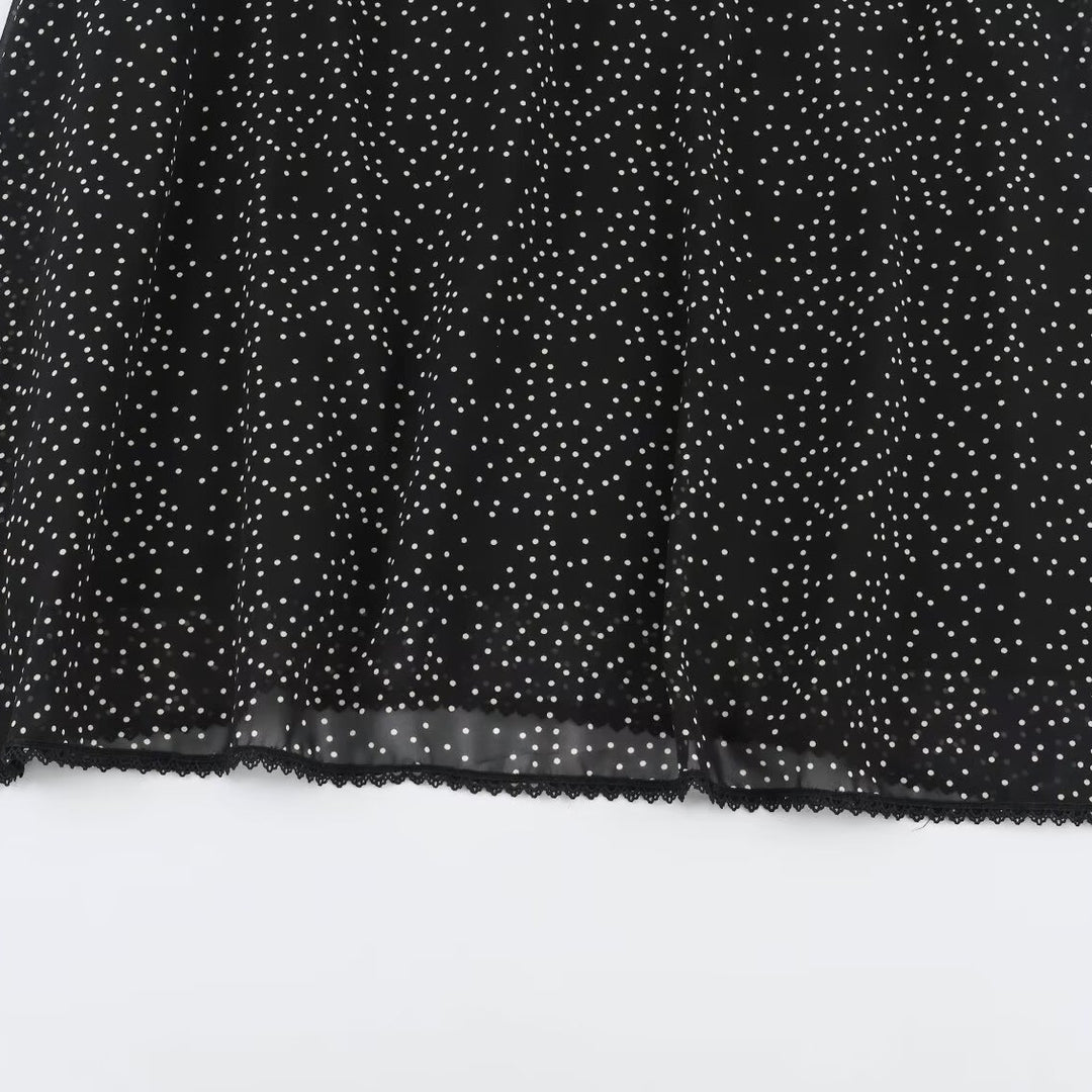 Damen Midikleid mit Rüschenfront, Stehkragen und ausgestelltem A-Linien‑Rock Echoarchiv