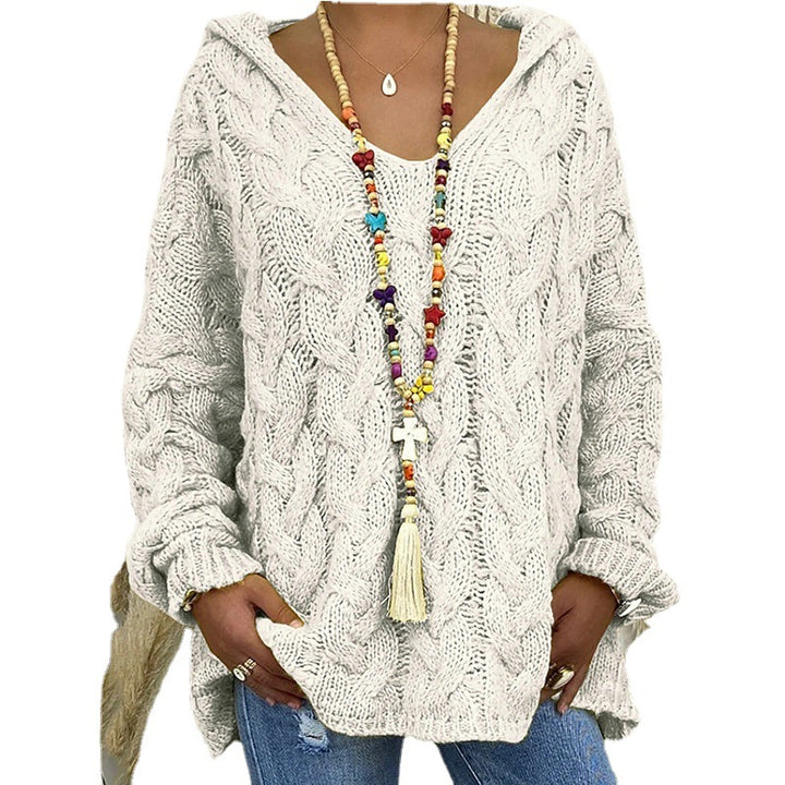 Damen nan grob gestrickter Kapuzenpullover mit Zopfmuster und weitem Oversize-Schnitt Echo Archiv