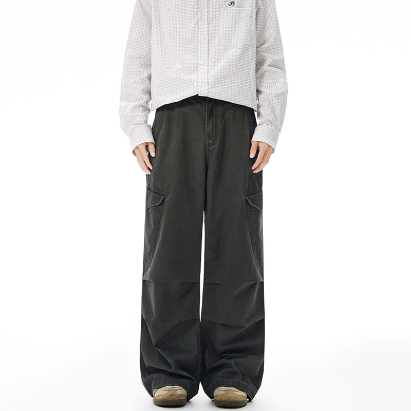 Herren Weite Canvas-Cargohose im Baggy-Schnitt mit extra weitem Bein, Knieabnähern und aufgesetzter Seitentasche Echo Archiv