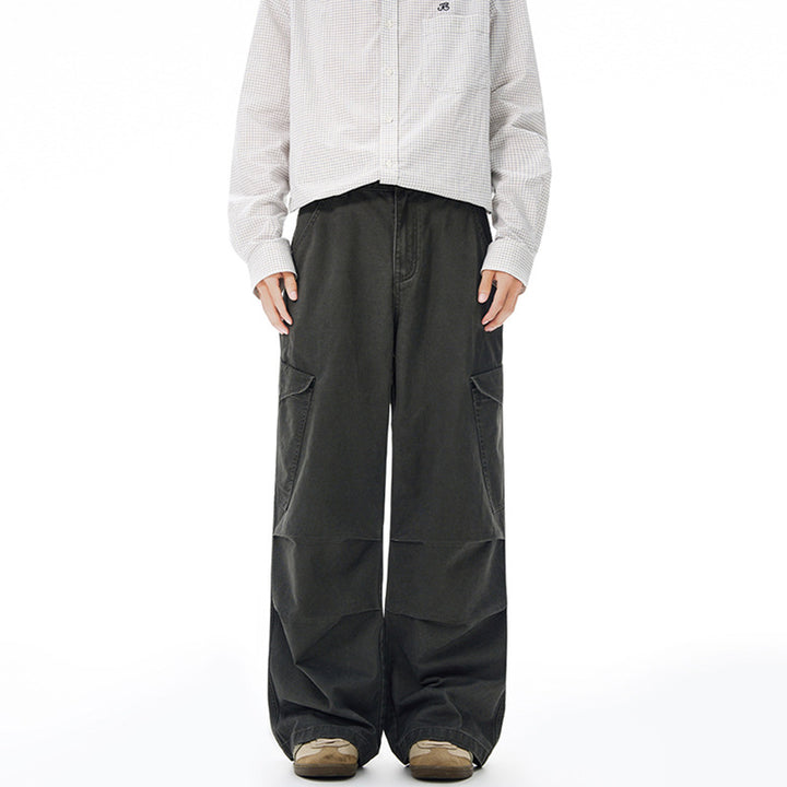 Herren Weite Canvas-Cargohose im Baggy-Schnitt mit extra weitem Bein, Knieabnähern und aufgesetzter Seitentasche Echo Archiv