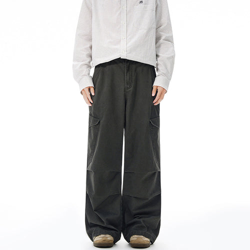 Herren Weite Canvas-Cargohose im Baggy-Schnitt mit extra weitem Bein, Knieabnähern und aufgesetzter Seitentasche Echo Archiv
