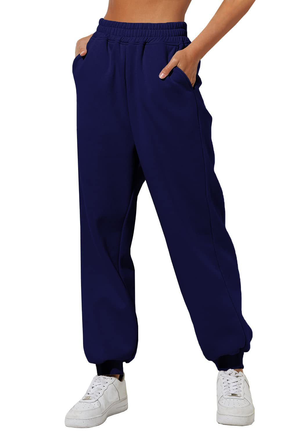 Damen nan lockere High‑Waist Jogginghose mit doppellagigem Komfortbund, seitlichen Eingrifftaschen und gerafften Knöchelbündchen Echo Archiv