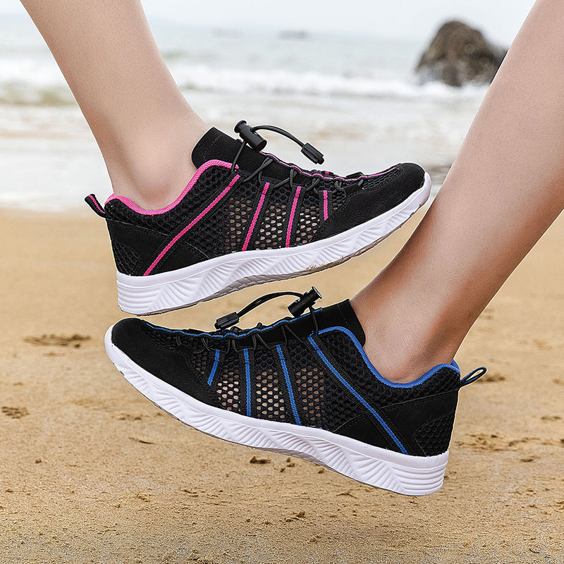 Damen nan atmungsaktiver Netzstoff-Sneaker mit Kordelzugverschluss, ultraleichter EVA-Flexsohle und gepolstertem Fersenkragen Echo Archiv