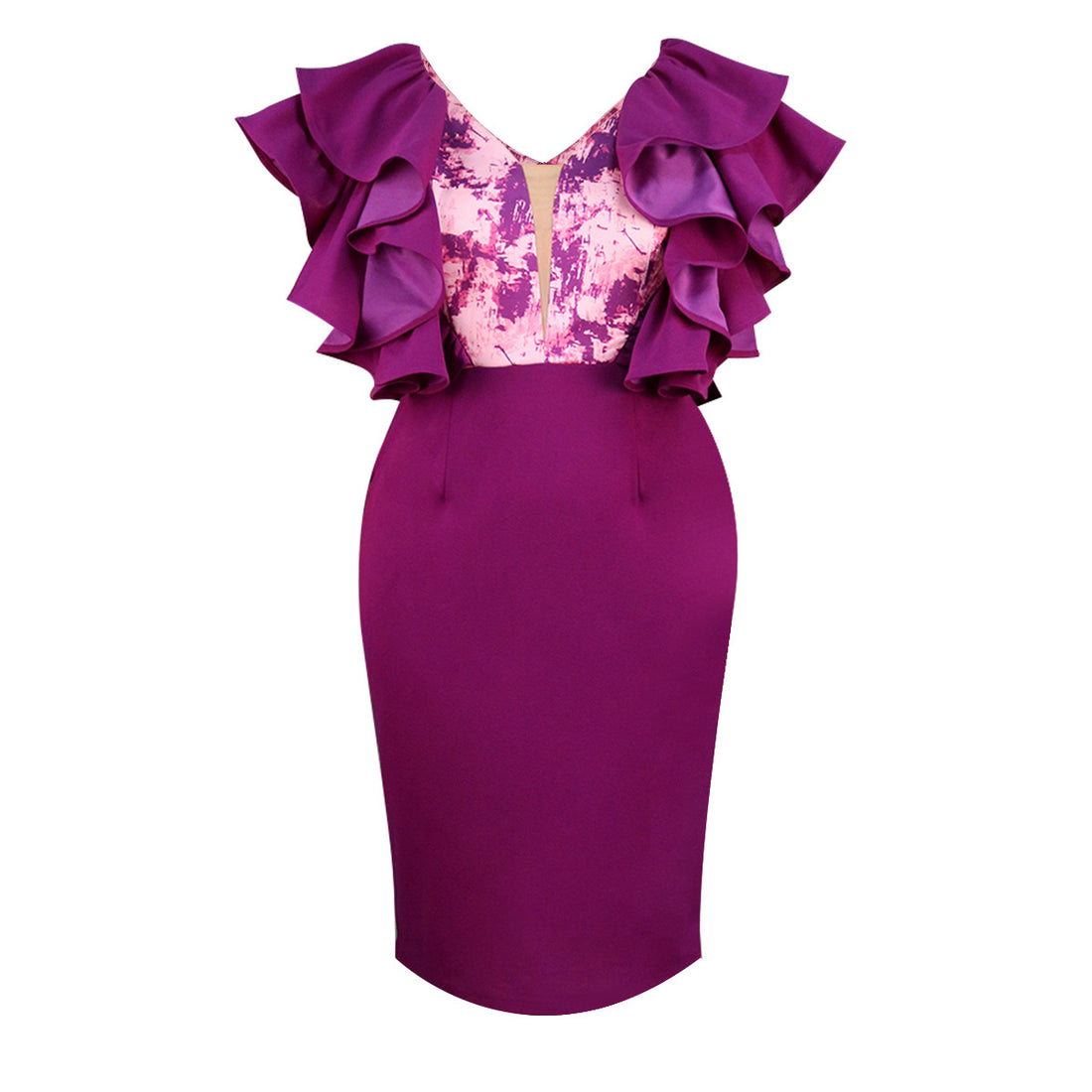 Damen Elegantes Kleid mit voluminösen Rüschen und figurbetonter Silhouette – Élara