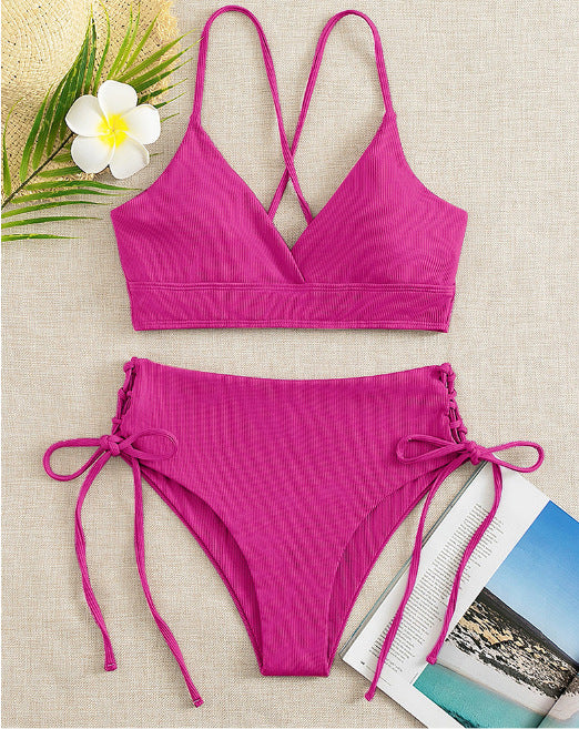 Damen Hochtaillierter Bikini mit verstellbaren Schnürdetails – Maréssa