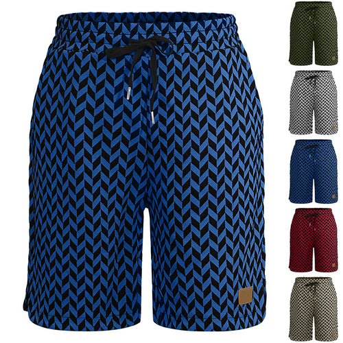 Damen nan Jacquard-Shorts mit elastischem Komfortbund, Tunnelzug und Fischgrätmuster Echo Archiv