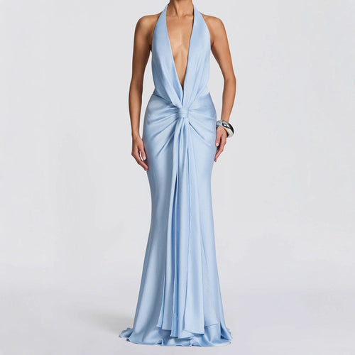 Damen Elegantes Maxi-Kleid mit tiefem V-Ausschnitt und drapierten Details Echo Archiv