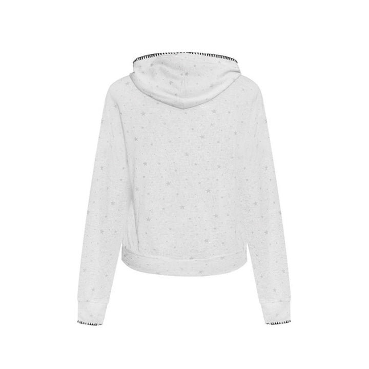 Damen Leichter Kapuzen-Zipcardigan mit Sternenallover und Ziernaht Echoarchiv