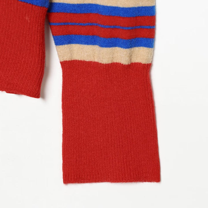 Damen Gestreifter Feinstrickpullover mit Rundhalsausschnitt und verlängerten Rippbündchen Echoarchiv