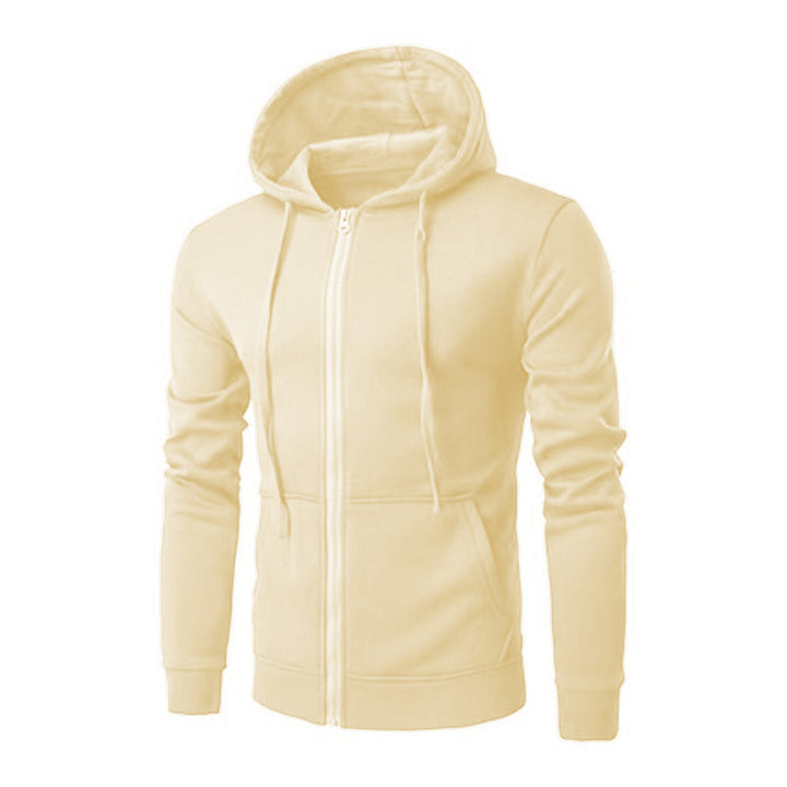 Herren schmal geschnittene Zip-Hoodie Jacke mit weichem Fleece-Innenfutter und Kängurutaschen – Cavarno