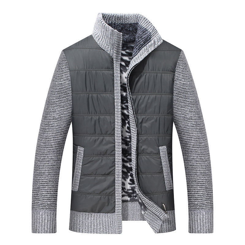 Herren gesteppte Übergangsjacke mit Strickärmeln und hohem Kragen Echoarchiv