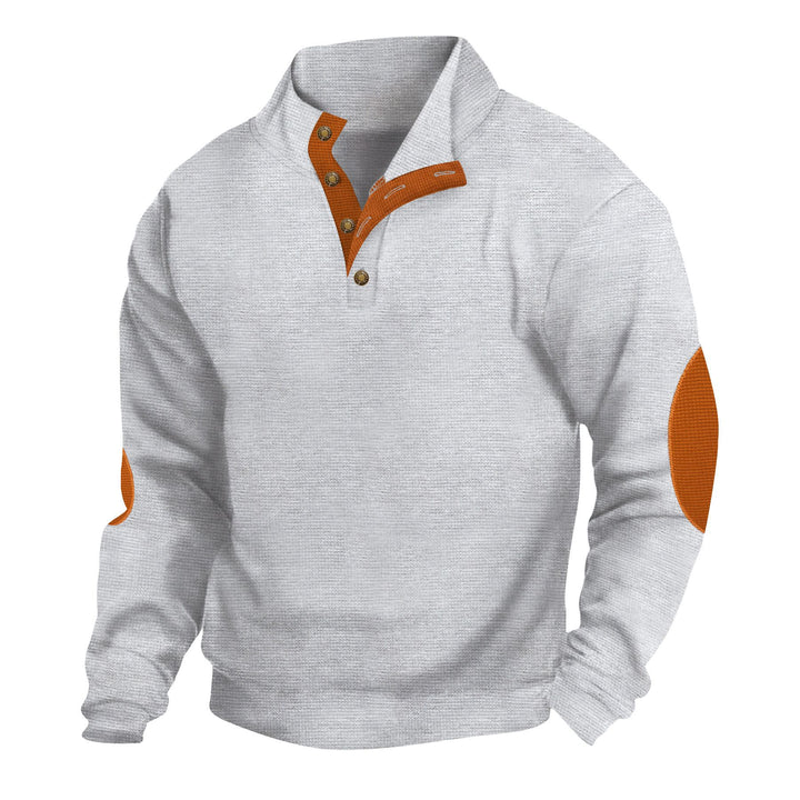 Herren lässiger Fleecepullover mit Stehkragen und Knopfdetails Echoarchiv
