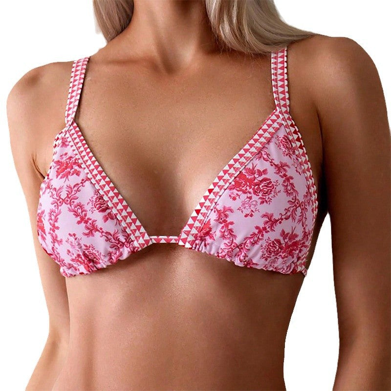 Damen Triangel-Bikini mit romantischem floralen Design und dekorativen Trägern Echo Archiv