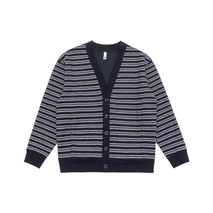 Herren Gestreifte Knopfcardigan mit V‑Ausschnitt, Eingrifftaschen und Rippenbündchen Echoarchiv