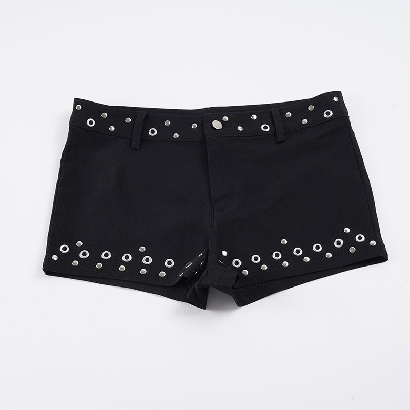 Damen Modische Shorts mit dekorativen Metallösen Echo Archiv