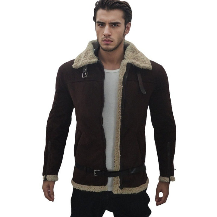 Herren Lammfelljacke mit modernem Schnitt und abnehmbarer Kapuze Echoarchiv