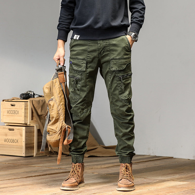 Herren Multifunktionale Cargo-Jogginghose im Tactical-Canvas-Stil mit Knie‑Paneelen, Reißverschluss‑ und Klappentaschen Echo Archiv