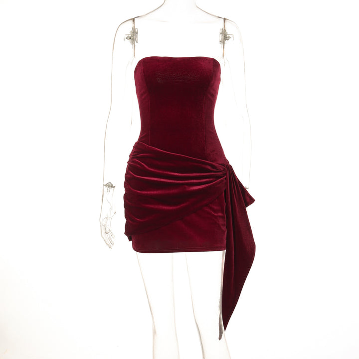 Damen Elegantes Cocktailkleid mit asymmetrischem Rüschendesign Echo Archiv