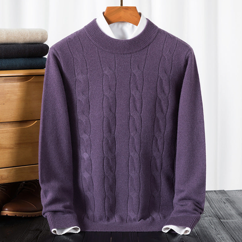 Herren eleganter Strickpullover mit strukturiertem Zopfmuster Echoarchiv