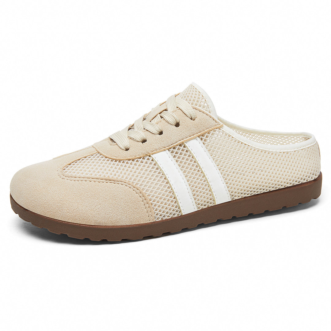 Damen nan atmungsaktive Slip-On Mule-Sneaker mit Mesh-Oberteil und Velourslederbesatz Echo Archiv