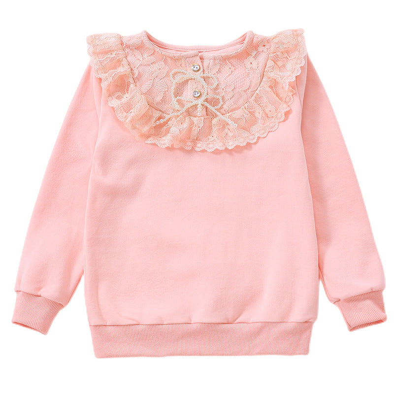 Mädchen Sweatshirt mit romantischem Spitzenkragen Echo Archiv
