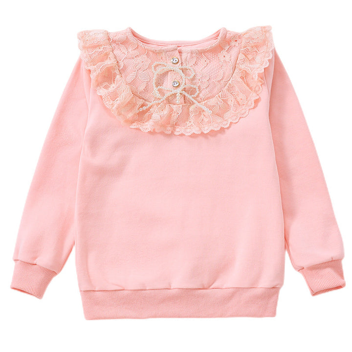 Mädchen Sweatshirt mit romantischem Spitzenkragen Echo Archiv