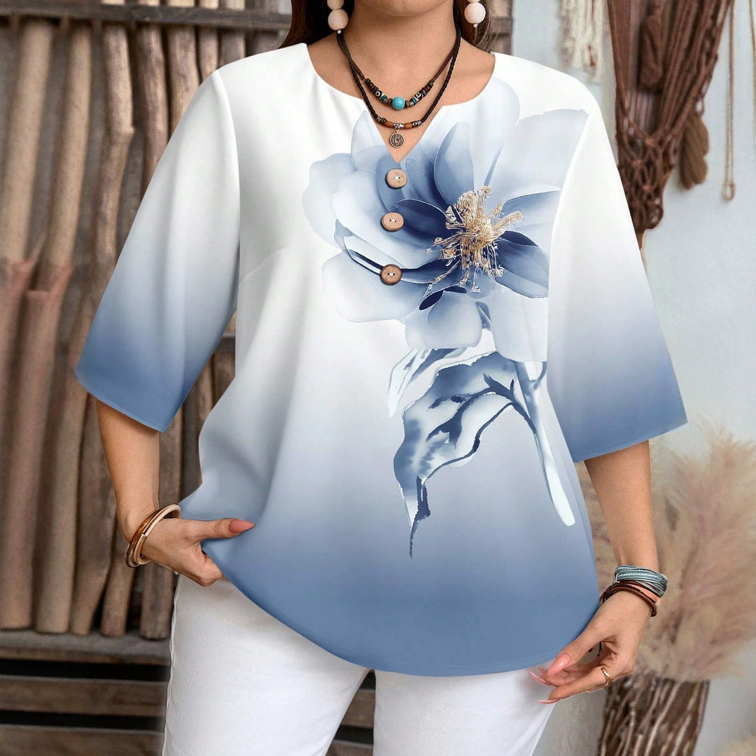 Damen Elegante Bluse mit floralem Design und Knopfleiste Echo Archiv