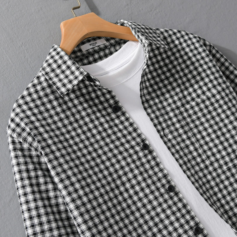 Herren Karo-Lounge-Hemdjacke aus Baumwollmix mit Relaxed-Fit und Button-Down-Front Echoarchiv