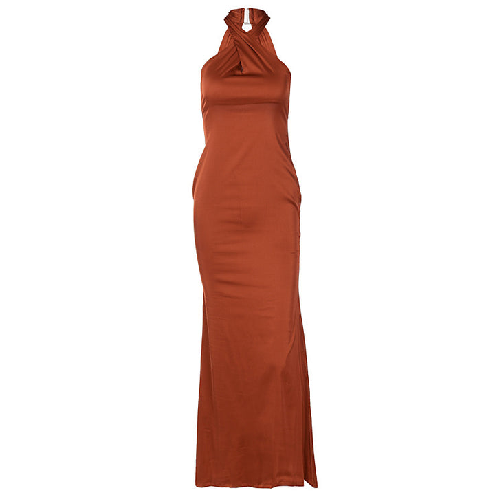 Damen Elegantes Wickelmaxikleid mit schmalen Trägern und figurbetontem Schnitt Echo Archiv